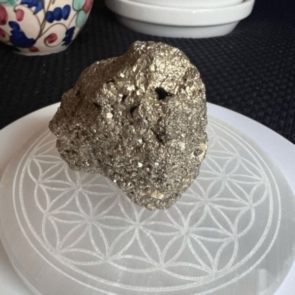 Golden Pyrite Crystal Cluster | Raw Nugget for Boho Decor & Energy Healing - Picture 4 of 11